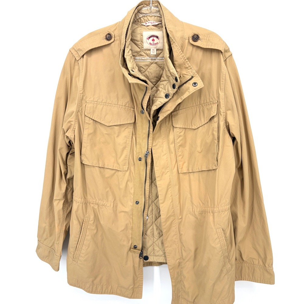 B Brooks Brothers Red Fleece Men XXL Field Jacket Tan Thermore Insulated Utility